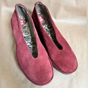 Fly London Burgundy Red Suede Wedge Heels. EU 41
